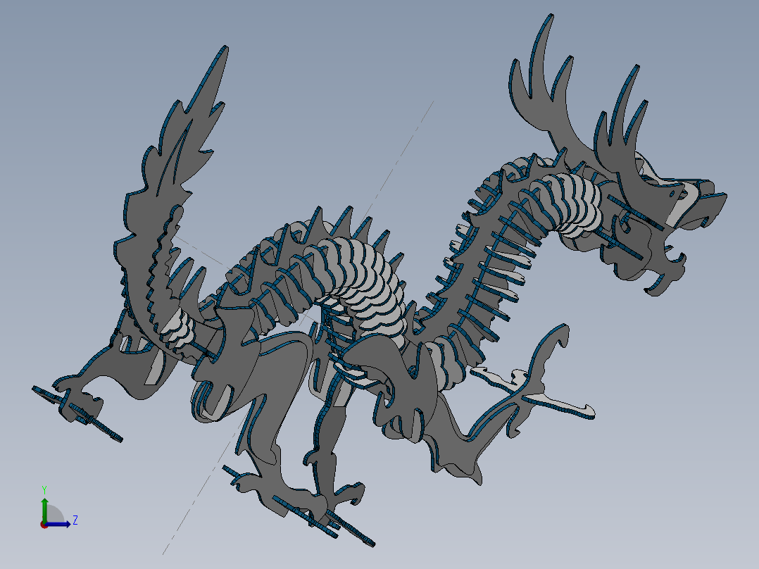 激光下料拼图中华龙CAD-x_t格式SOLIDWORKS 2016左视图