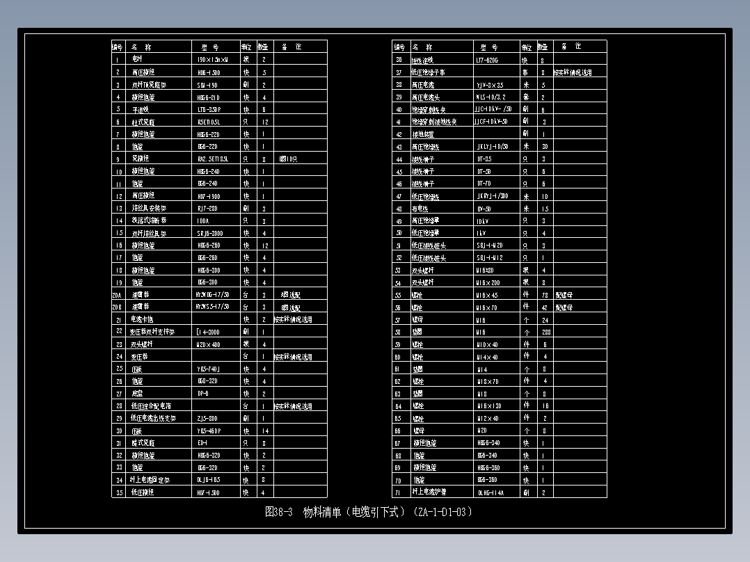 图38-3 物料清单（ZA-1-D1-03）