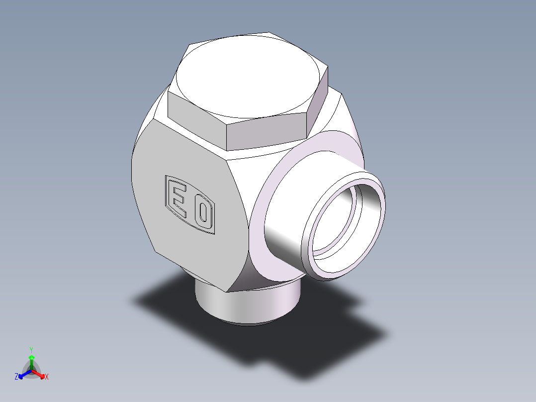 高压铰接式90度接头、1CI-30-B12正等轴测图