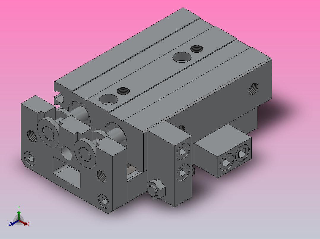 气动滑台HMXS12系列[HMXS12-20AS]正等轴测图
