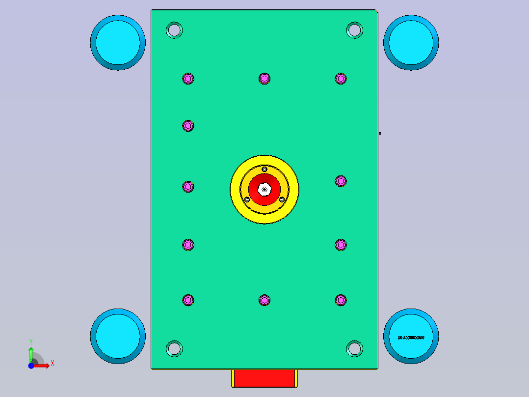 某米汽车仪表台下侧护板塑胶模具前视图