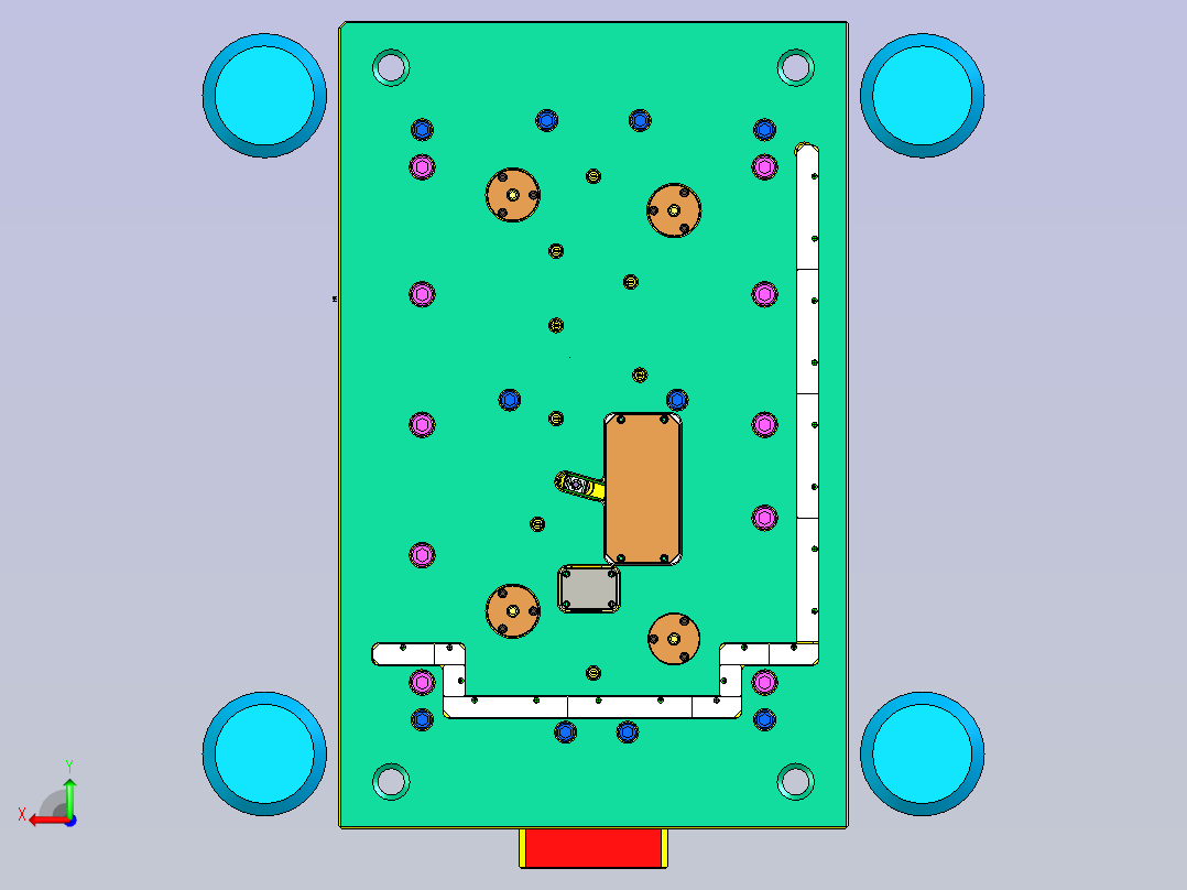 某米汽车仪表台下侧护板塑胶模具后视图