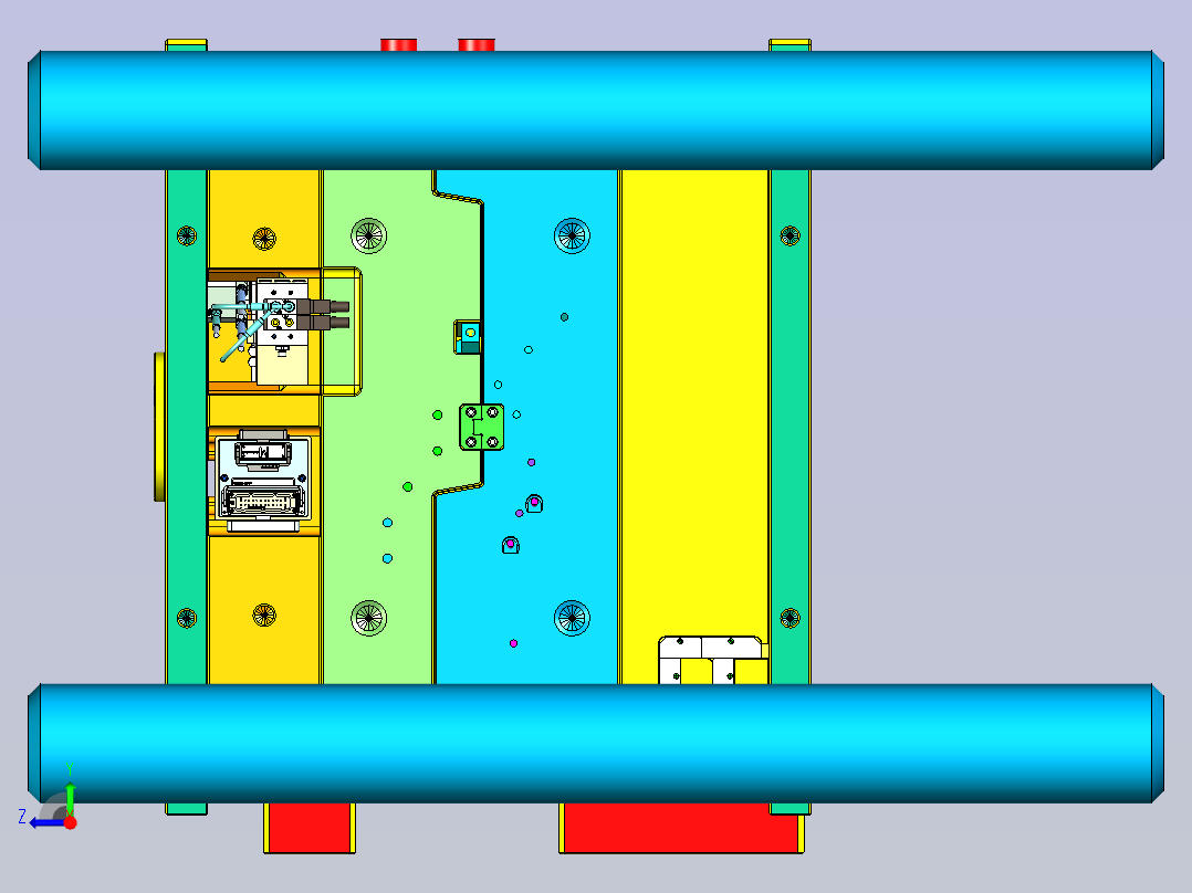 某米汽车仪表台下侧护板塑胶模具右视图