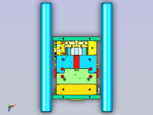 某米汽车仪表台下侧护板塑胶模具俯视缩略图