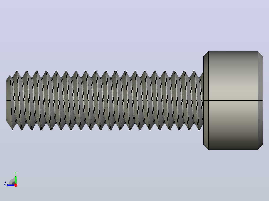 M6 x 1mm螺纹20mm长内六角螺钉.STEP右视图