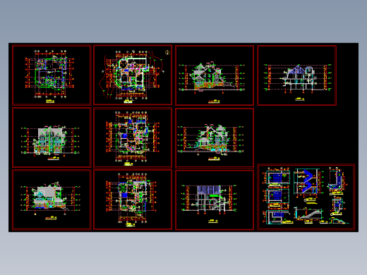 三层高档别墅全套建筑设计施工CAD图