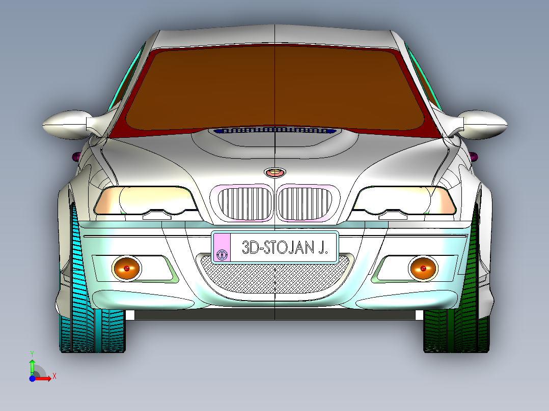 BMW-e46-m3汽车三维前视图
