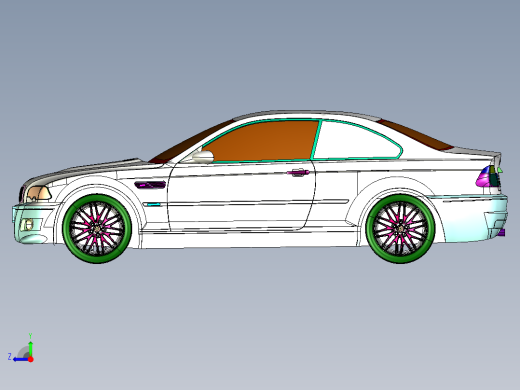 BMW-e46-m3汽车三维右视缩略图