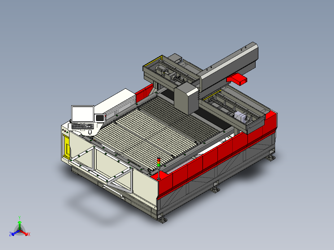 大型激光切割机正等轴测图
