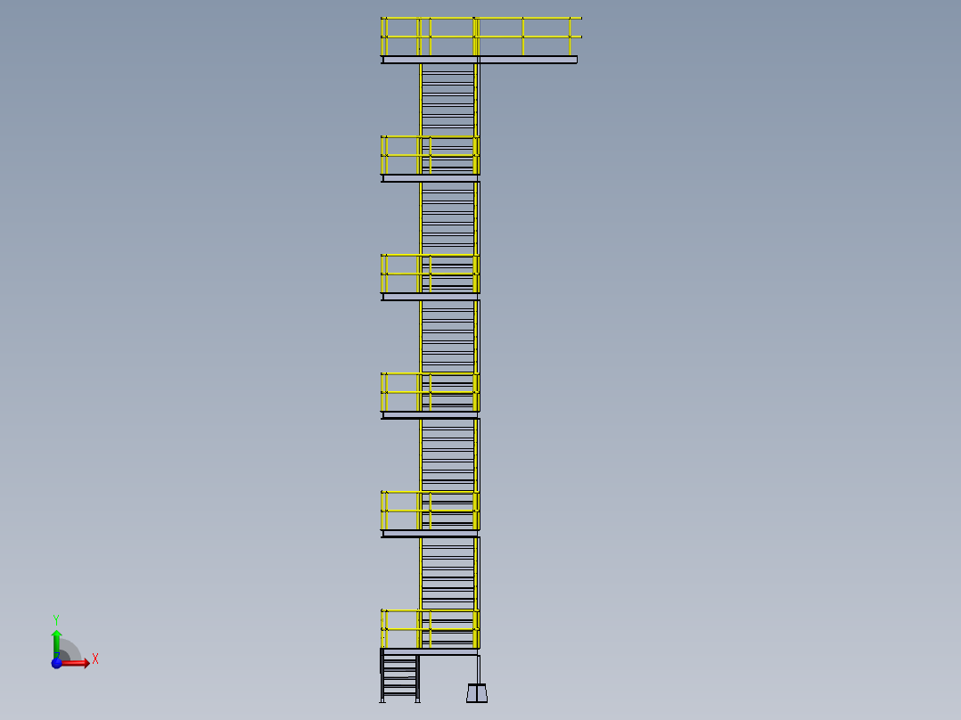 钢结构高层楼梯平台前视图