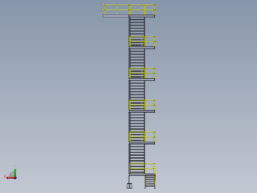 钢结构高层楼梯平台后视图