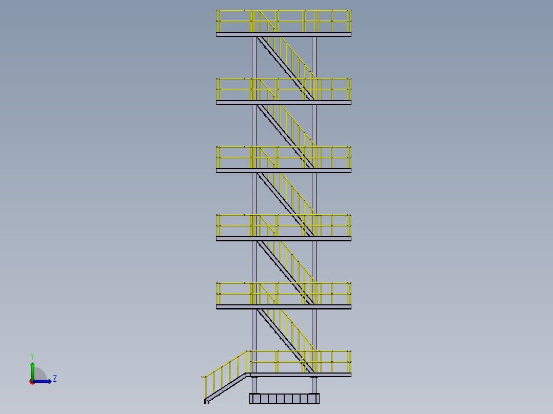 钢结构高层楼梯平台左视图