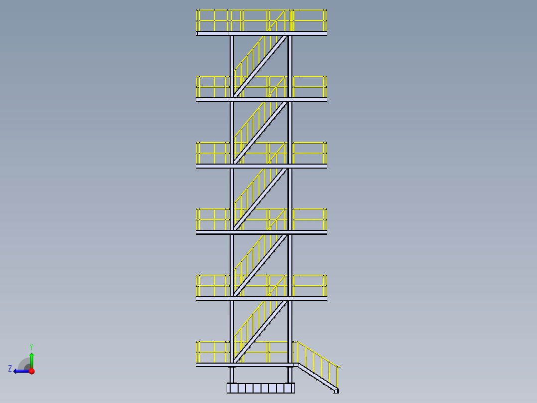 钢结构高层楼梯平台右视图