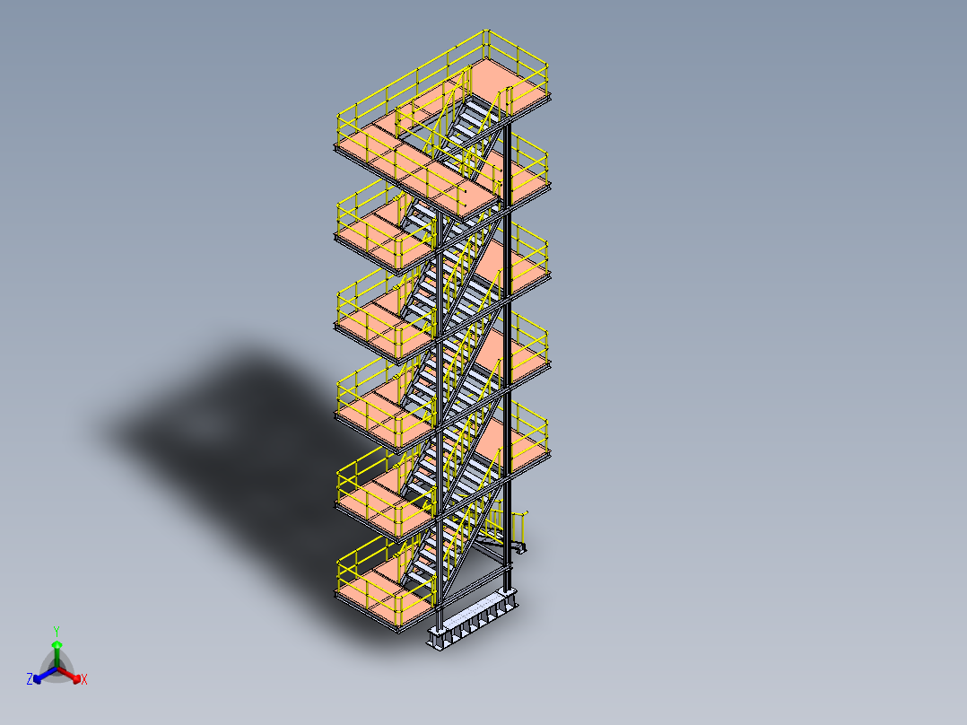 钢结构高层楼梯平台正等轴测图