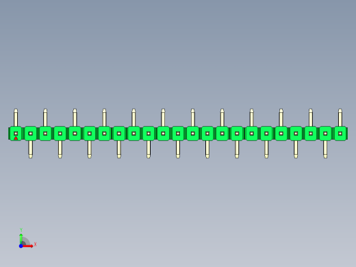 彩色公排针 100mil 2.54mm 系列-DS1022_green_23p_100mil_Type_SMT_R1_rev1.0前视缩略图