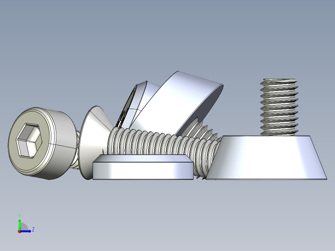 主板和电脑机箱螺钉沉头-圆头左视图