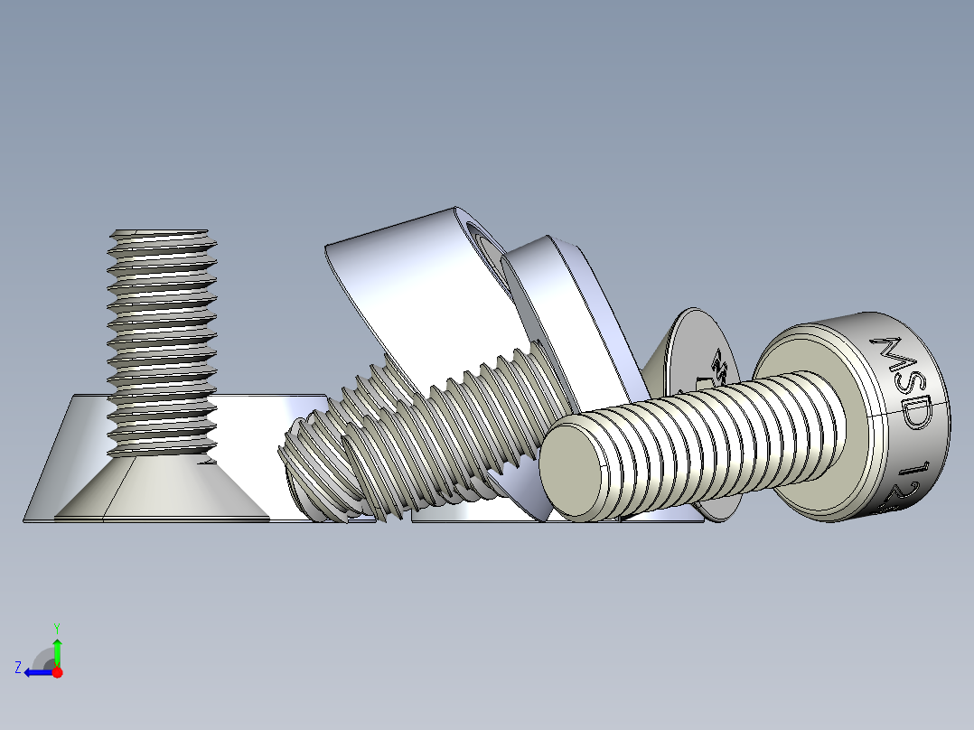 主板和电脑机箱螺钉沉头-圆头右视图
