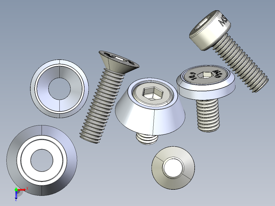 主板和电脑机箱螺钉沉头-圆头俯视图