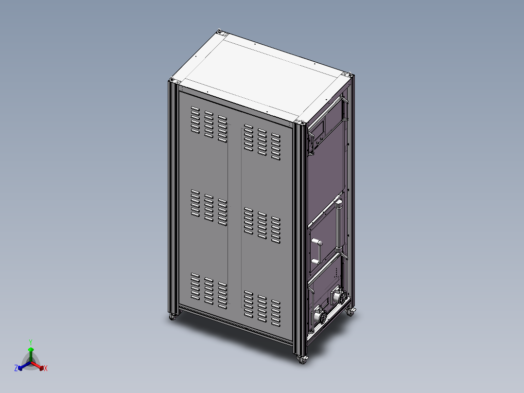 15kv浪涌机柜，50格病历夹，手动档案密集架正等轴测图