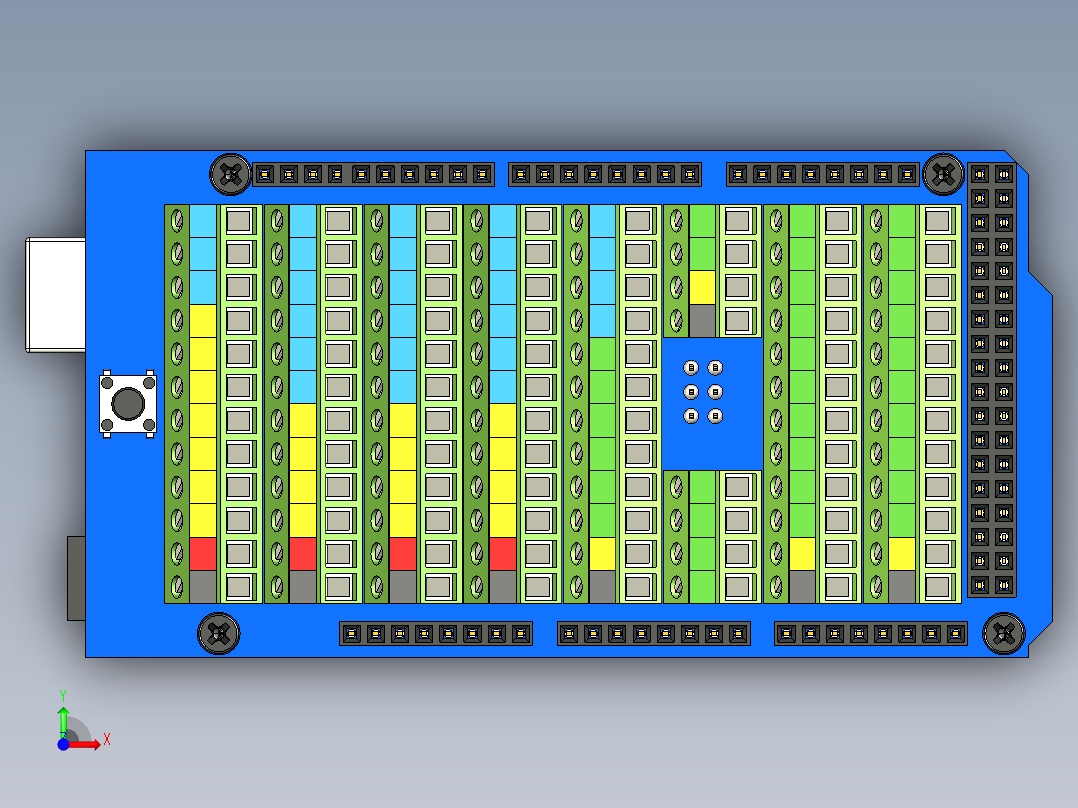Arduino Mega 2560 螺丝端子扩展板前视图