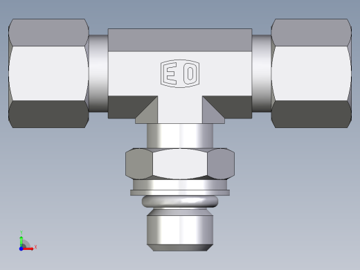 卡套式工业通用硬管接头EO_Adjustable_locknut_branch_tee_TEE08LMORCF前视缩略图