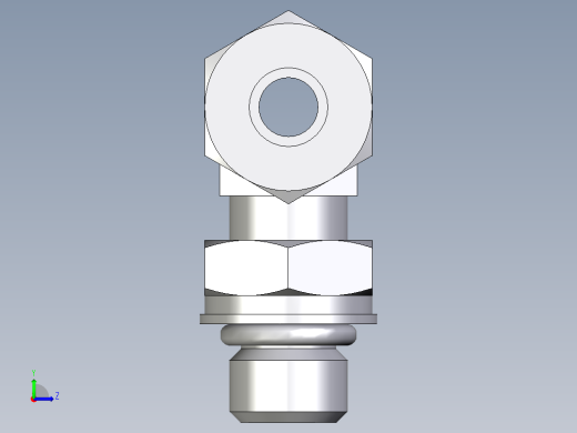 卡套式工业通用硬管接头EO_Adjustable_locknut_branch_tee_TEE08LMORCF左视缩略图