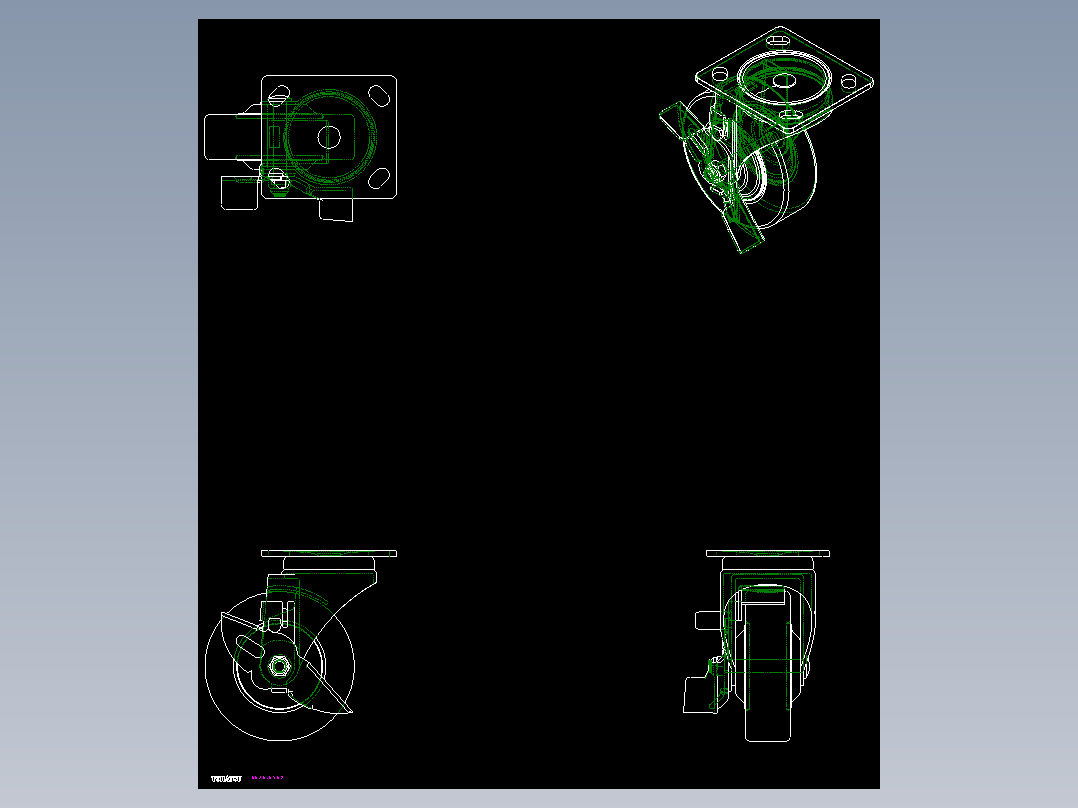 中荷重腳輪(2000N)5575-2D多系列多零件图纸模型