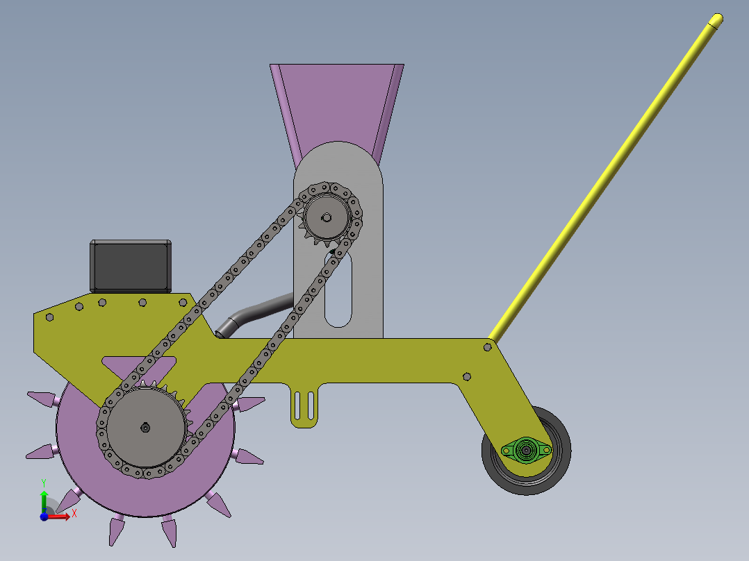 手推式施肥播种机 1556325前视图