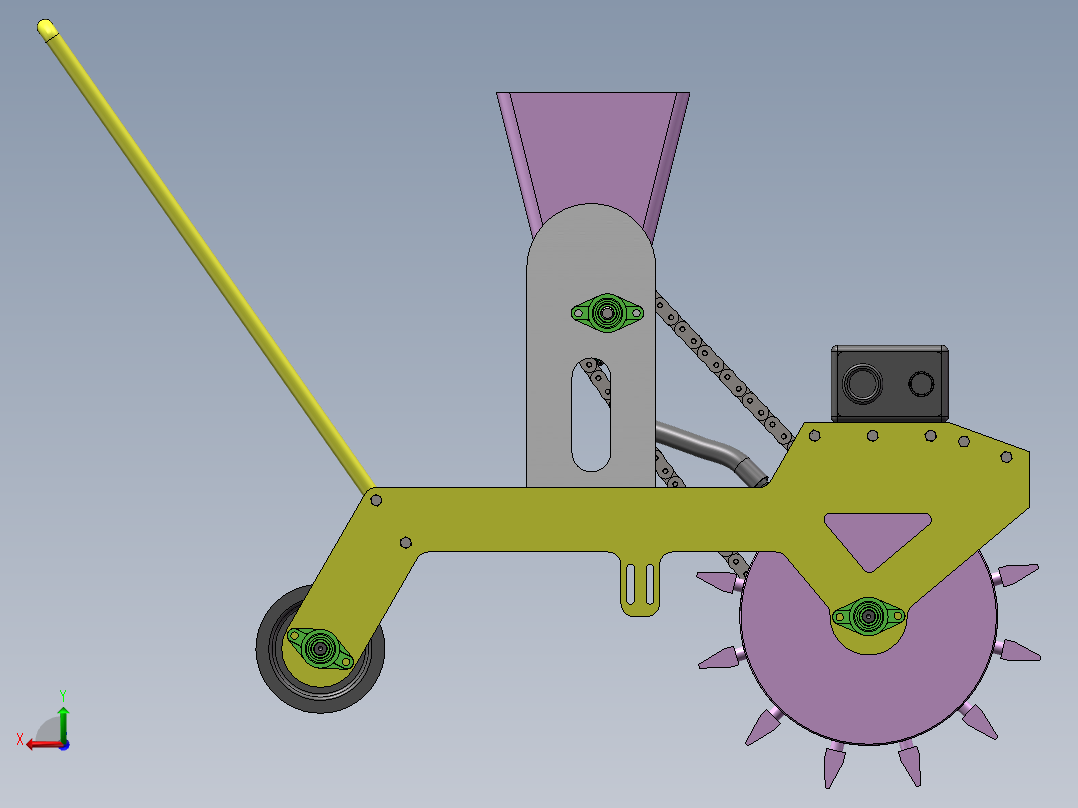 手推式施肥播种机 1556325后视图