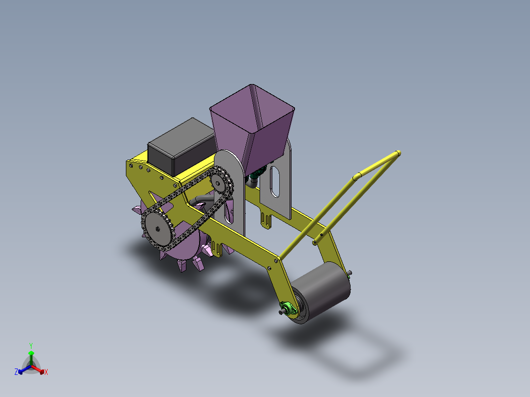 手推式施肥播种机 1556325正等轴测图