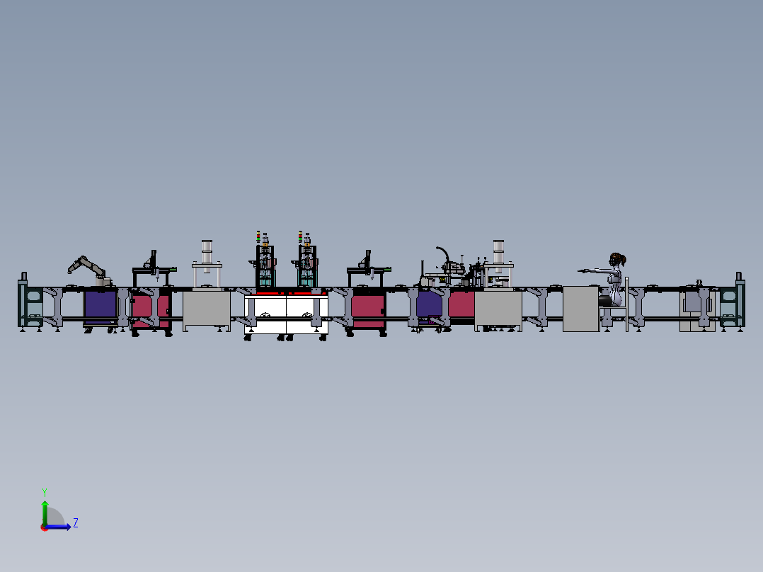 挂烫机锅炉柔性生产线（sw22可编辑+工程图+bom）左视图