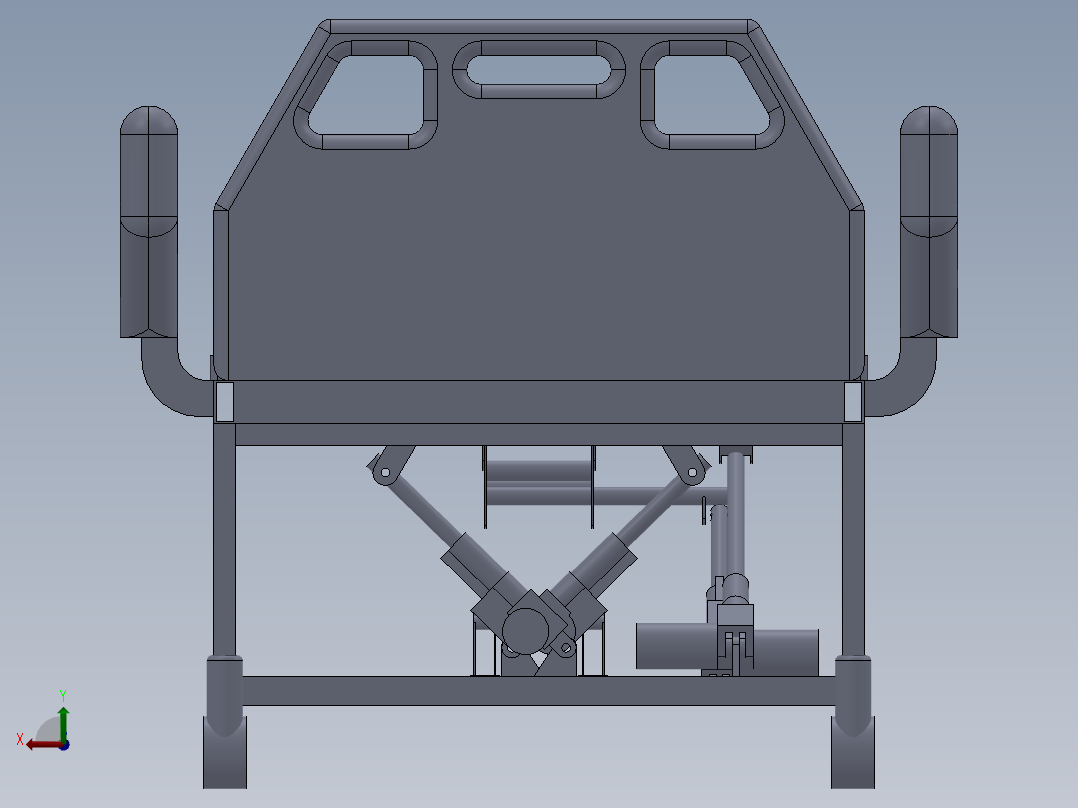 多功能医用护理床（sw20可编辑+cad+说明书）后视图