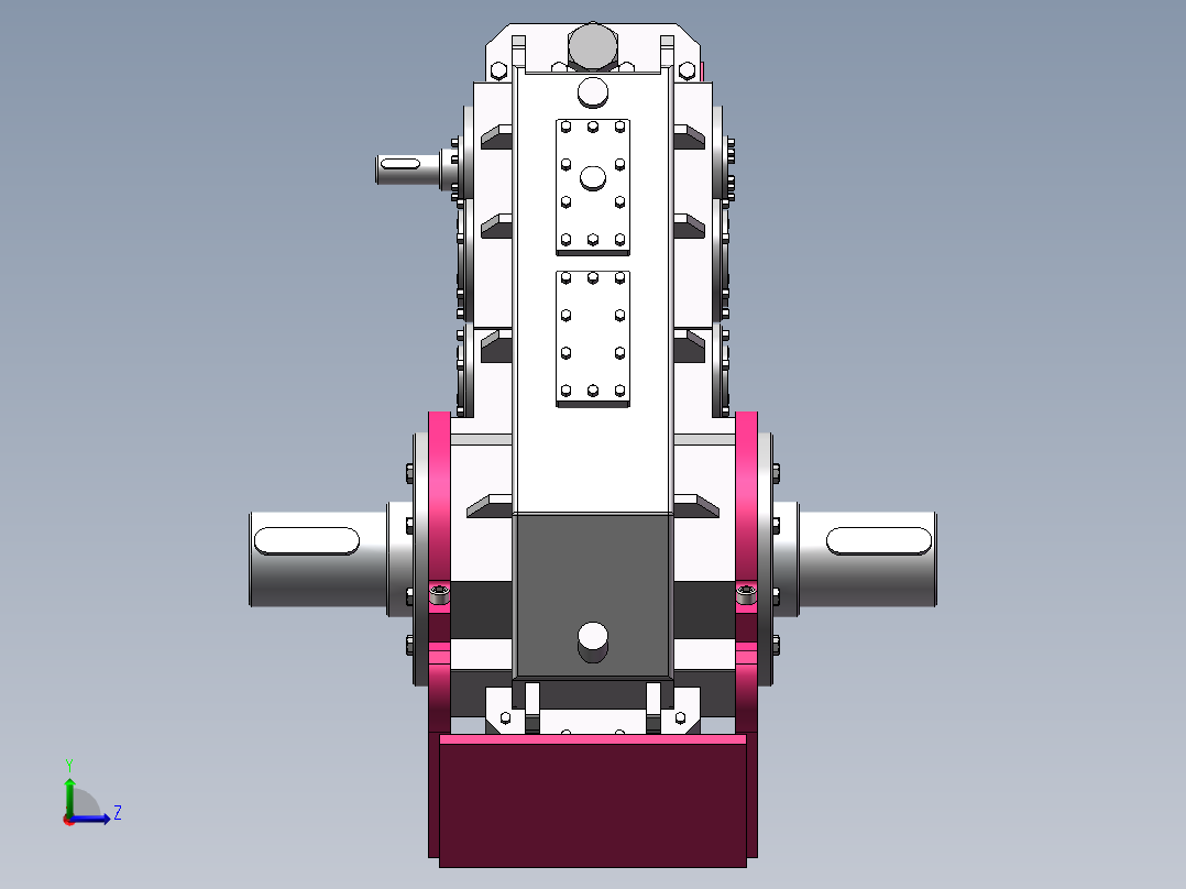 起重机中硬齿面减速机QY3S180 固定支座左视图
