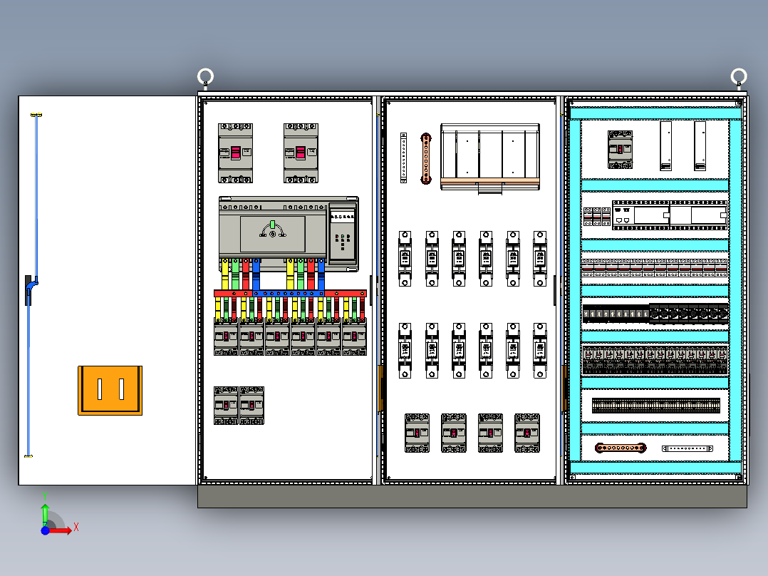 三柜组装双电源刀开关plc延时控制柜 55494前视图