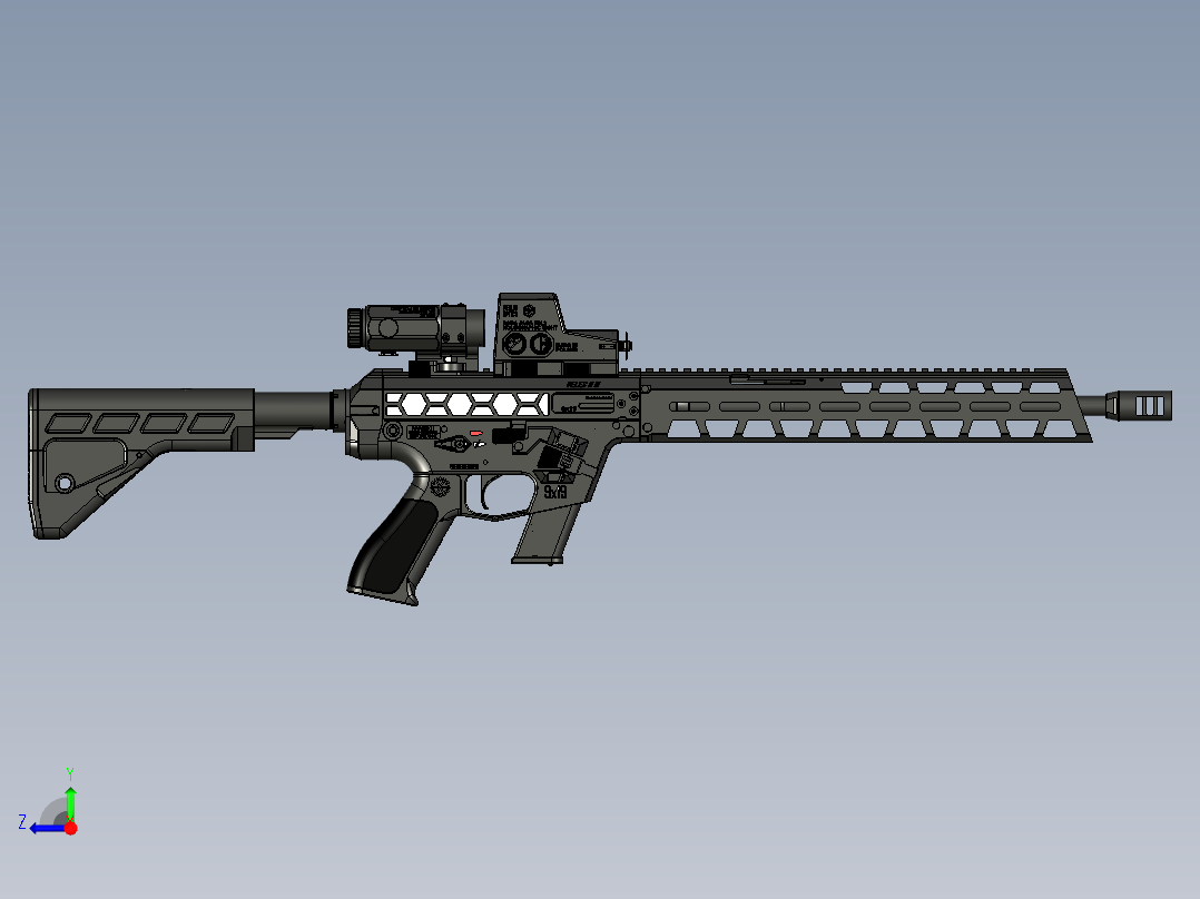 手枪左轮冲锋枪老式狙击步枪设计3D图纸veles-ii-g-1 3 STP右视图