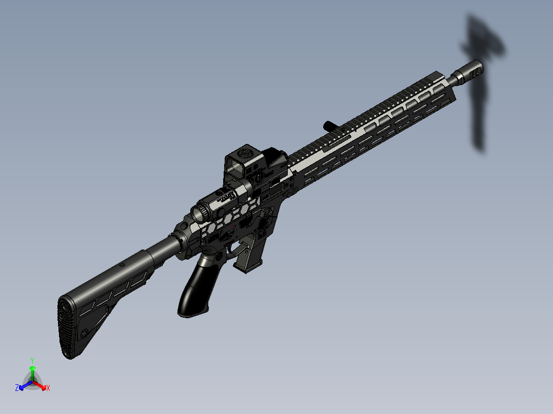 手枪左轮冲锋枪老式狙击步枪设计3D图纸veles-ii-g-1 3 STP正等轴测图