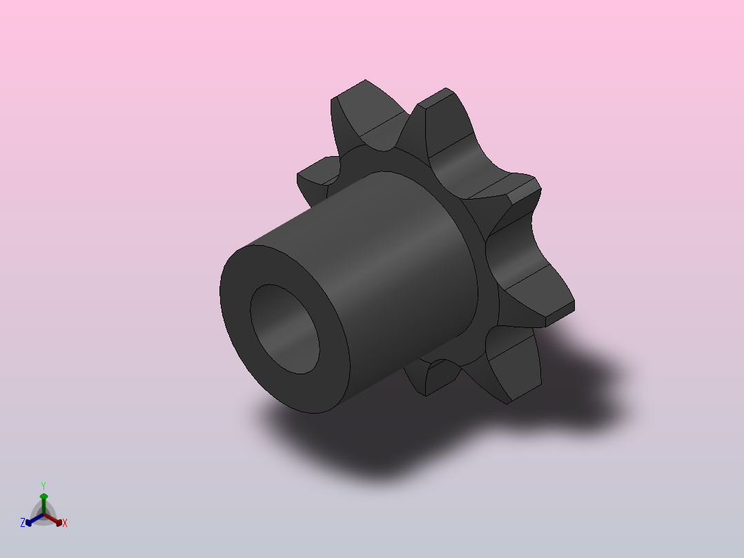 直孔链轮06B型_8-06B-1正等轴测图