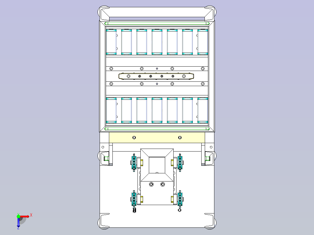 双排滚筒型链条提升机俯视图