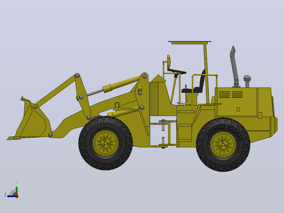 推土机 a-wheel-loader-2 4 SW STL右视图