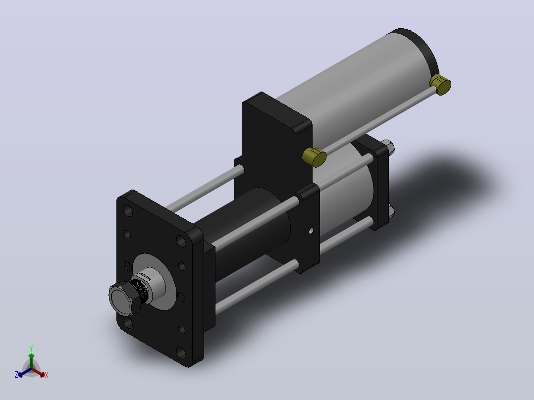 MPT-20T系列标准型[MPT-125-150-5-20T-M1-S1-0°]气压增压缸正等轴测图