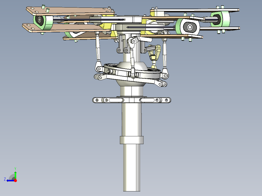 直升机旋翼结构3D模型右视图
