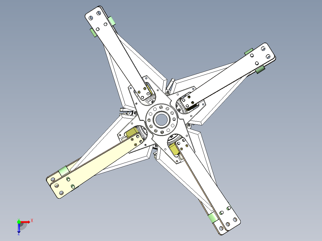 直升机旋翼结构3D模型俯视图