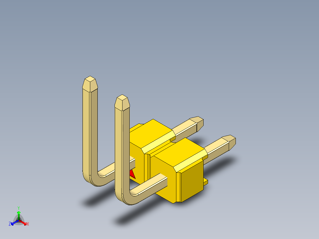 彩色公排针 100mil 2.54mm 系列-DS1022_yellow_02p_100mil_TypeU_rev1.0主视图