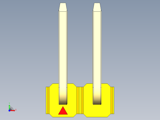 彩色公排针 100mil 2.54mm 系列-DS1022_yellow_02p_100mil_TypeU_rev1.0前视缩略图