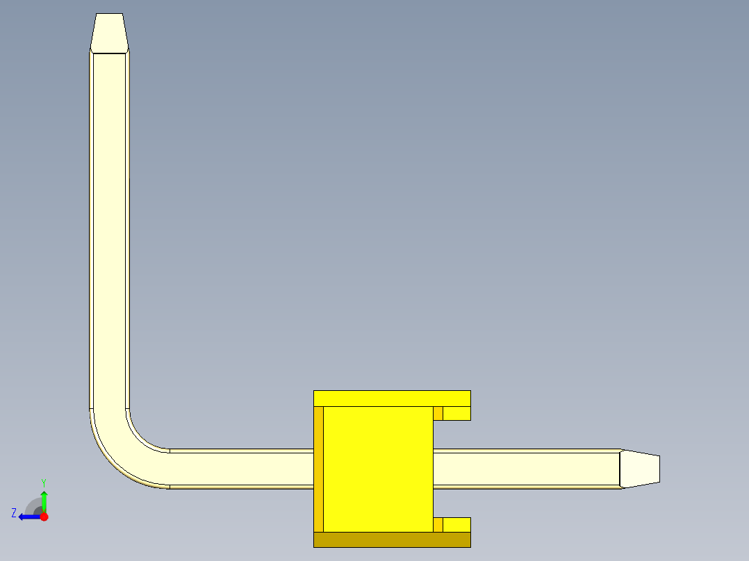 彩色公排针 100mil 2.54mm 系列-DS1022_yellow_02p_100mil_TypeU_rev1.0右视图