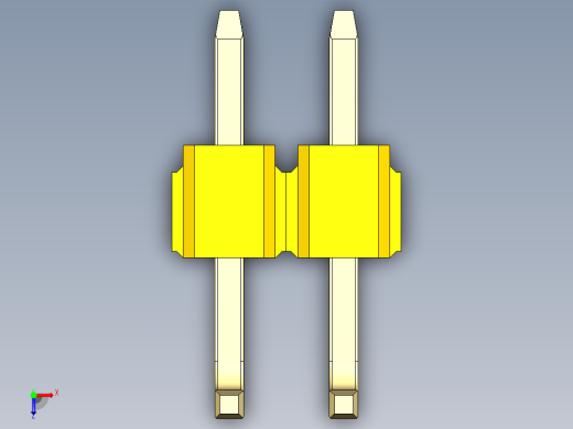彩色公排针 100mil 2.54mm 系列-DS1022_yellow_02p_100mil_TypeU_rev1.0俯视缩略图