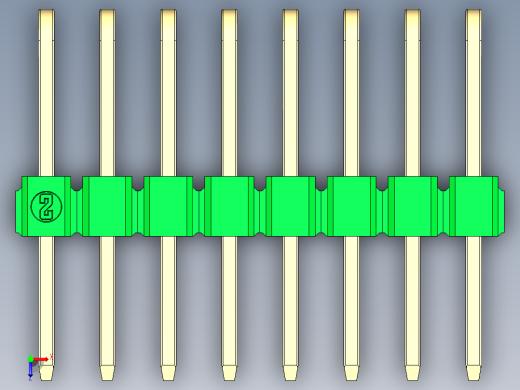 彩色公排针 100mil 2.54mm 系列-DS1022_green_3x08p_100mil_TypeD_rev1.0俯视缩略图