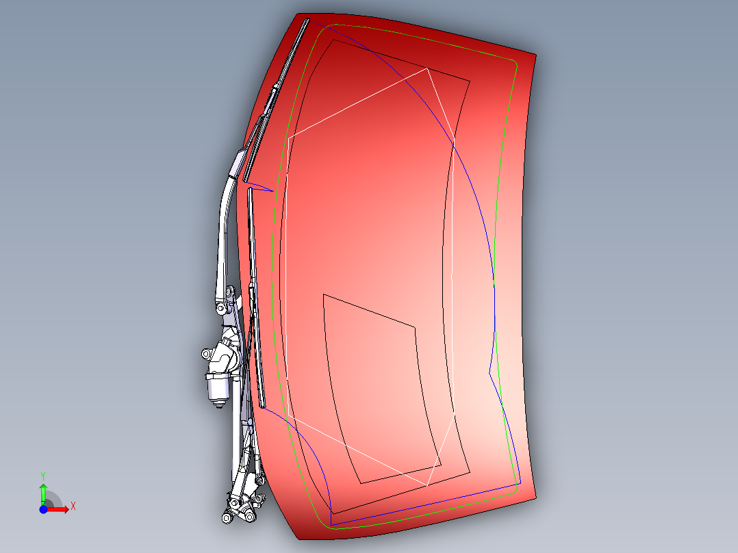 乘用车雨刮器结构设计含CATIA三维图 660657前视图
