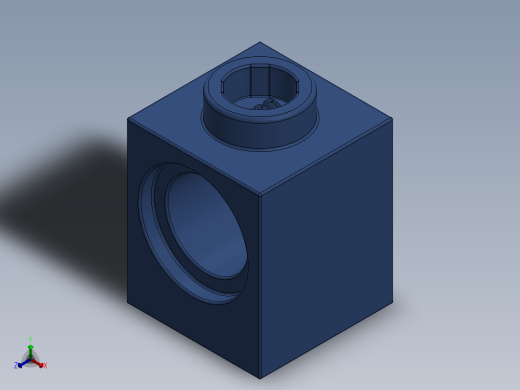 乐高机械组积木（横梁）-4226037 - 6541 Royal Blue Brick 1 x 1 with Hole正等轴测缩略图