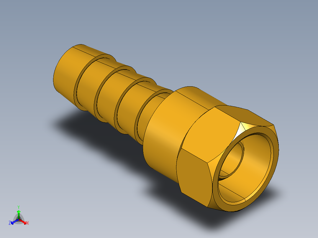 倒齿式工业管接头Hose Barb to Swivel Female Ball-End 128HBLSV-6-4主视图